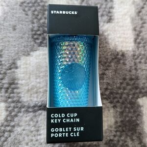 Starbucks Cold Cup Studded Ombre Key Chain Glacier Blue NEW IN BOX
